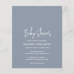 Modern Dusty Blue Budget Baby Shower Invitation