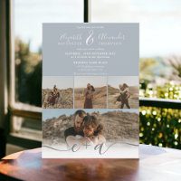 Modern dusty blue chic 5 Photos script wedding