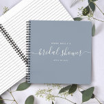 Modern Dusty Blue Chic Script Bridal Shower Guest Notebook<br><div class="desc">This modern calligraphy guest book is perfect for a simple yet beautiful bridal shower. The neutral design features your name and date of celebration in minimalist typography alongside a romantic and whimsical script. This is the dusty blue version but feel free to change the background colour to any other under...</div>