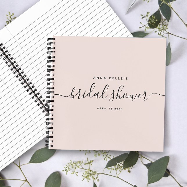 Modern Dusty Blue Chic Script Bridal Shower Guest Notebook (Creator Uploaded)