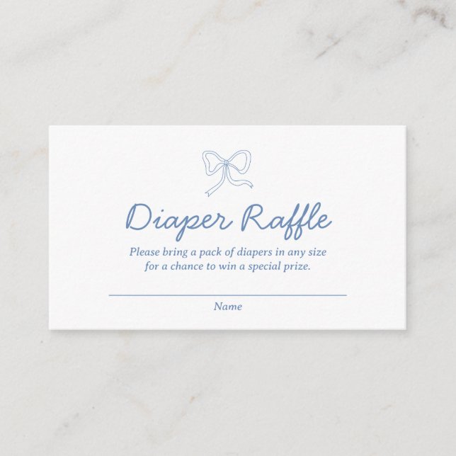 Modern Dusty Blue Diaper Raffle Baby Shower Card (Front)