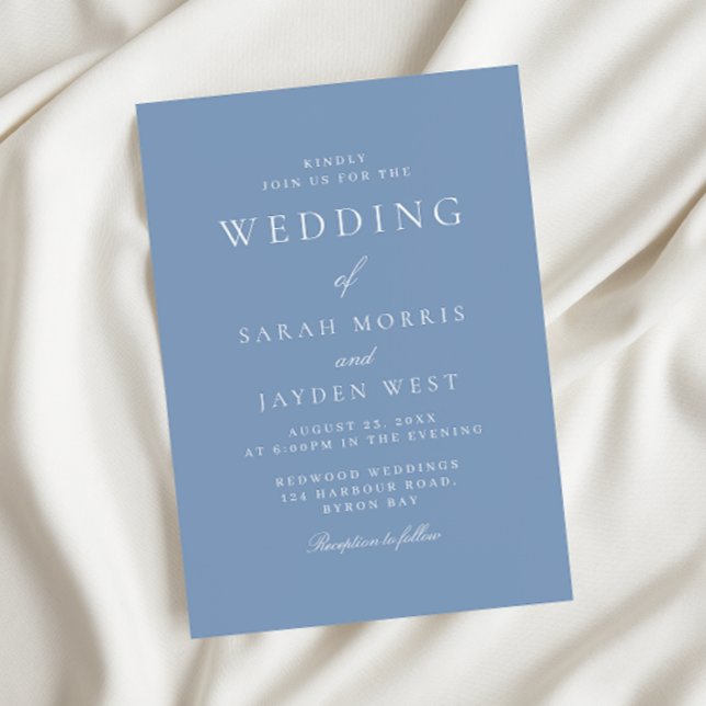 Modern Dusty Blue Elegant Wedding Invitation (Creator Uploaded)