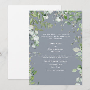 Modern Dusty Blue Eucalyptus Wedding Invitation