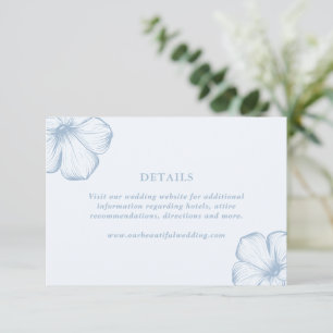 Modern Dusty Blue Floral Elegant Wedding Enclosure Card