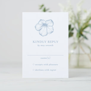 Modern Dusty Blue Floral Elegant Wedding RSVP Card