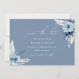 Modern Dusty Blue Flowers Beautiful Wedding Save The Date