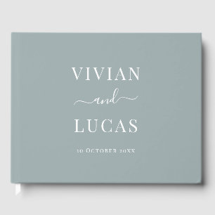 Modern Dusty Blue Formal Minimal Wedding Guest Book