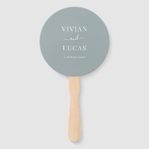 Modern Dusty Blue Formal Minimal Wedding Hand Fan