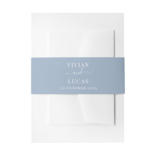 Modern Dusty Blue Formal Minimal Wedding Invitation Belly Band
