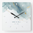 Modern Dusty Blue Gold Beach Wedding Anniversary