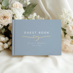 Modern Dusty Blue Gold Wedding Guest Book