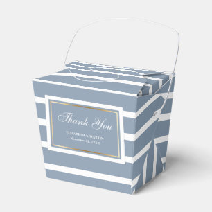 Modern Dusty Blue Gold Wedding Thank You Favour Box