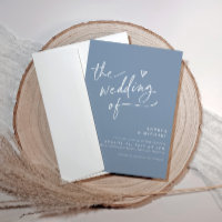 Modern Dusty Blue Handwriting Heart Wedding