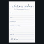 Modern Dusty Blue LGBTQ Wedding Advice and Wishes<br><div class="desc">These simple, dusty blue and white, modern, minimal, handwritten script LGBTQ Advice & Wishes sheets are perfect to have at your bridal shower, rehearsal dinner or wedding for guests to fill out for the happy couple. People will love having the prompts - they make it so easy to leave loving...</div>