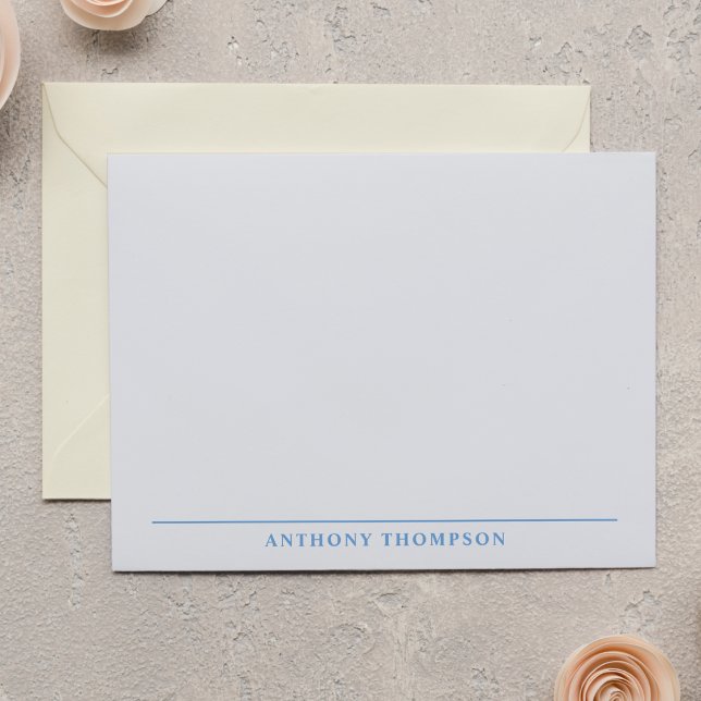 Modern Dusty Blue Line Stationery Card (Creator Uploaded)