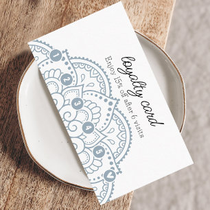 Modern Dusty Blue Mandala 6 Punch Loyalty Business Card