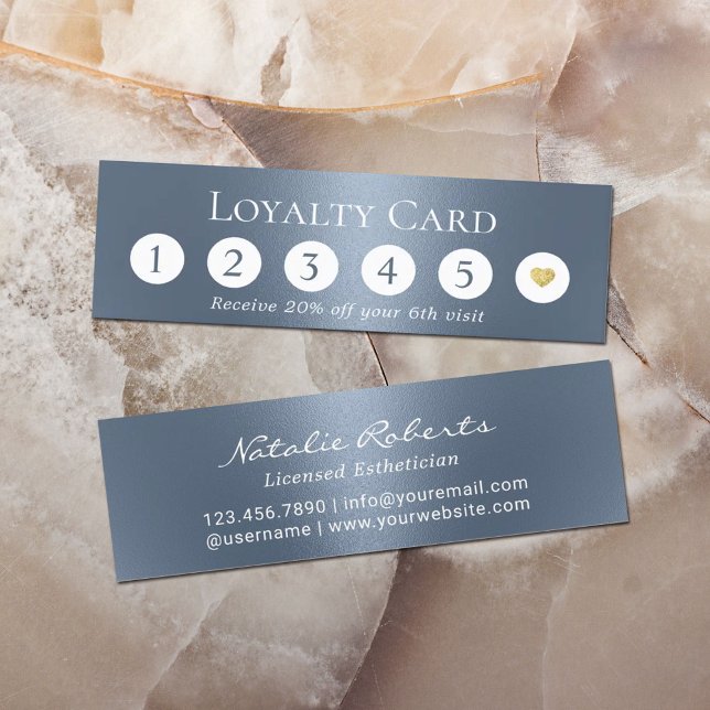 Modern Dusty Blue Metallic Beauty Salon Loyalty (Creator Uploaded)
