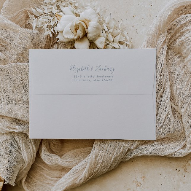 Modern Dusty Blue Minimalist Script Wedding Envelope (Creator Uploaded)