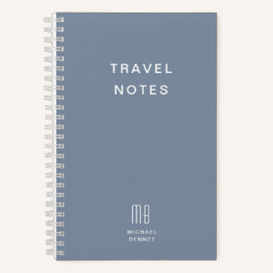 Modern Dusty Blue Monogram Travel Notebook