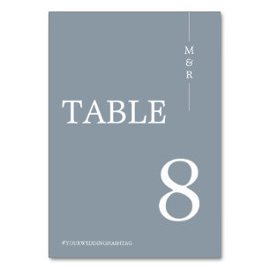 Modern Dusty Blue Monogram Wedding Table Number