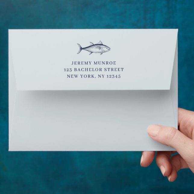 Modern Dusty Blue Nautical Return Address Envelope (Hand)