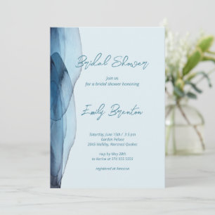  Modern, Dusty blue navy Bridal Shower   Invitation