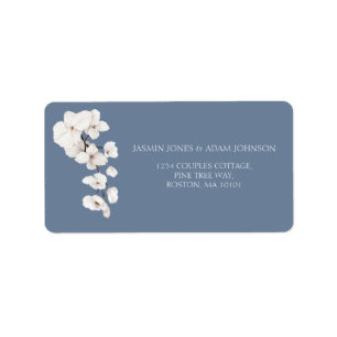 Modern Dusty Blue Orchids Flowers Wedding Labels