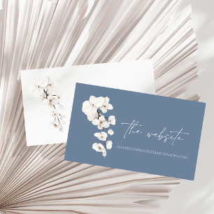 Modern Dusty Blue Orchids Wedding Website Enclosure Card
