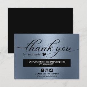 Modern Dusty Blue Order Thank You Card