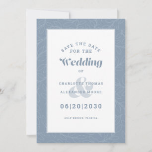 Modern Dusty Blue Pattern Wedding Engagement Save The Date