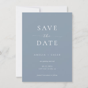 Modern Dusty Blue Photo Wedding Save the Date