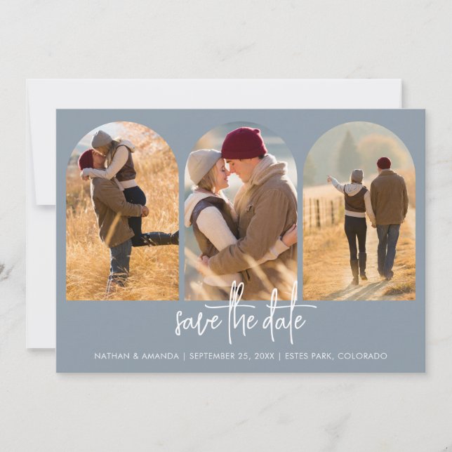 Modern Dusty Blue Save The Date (Front)
