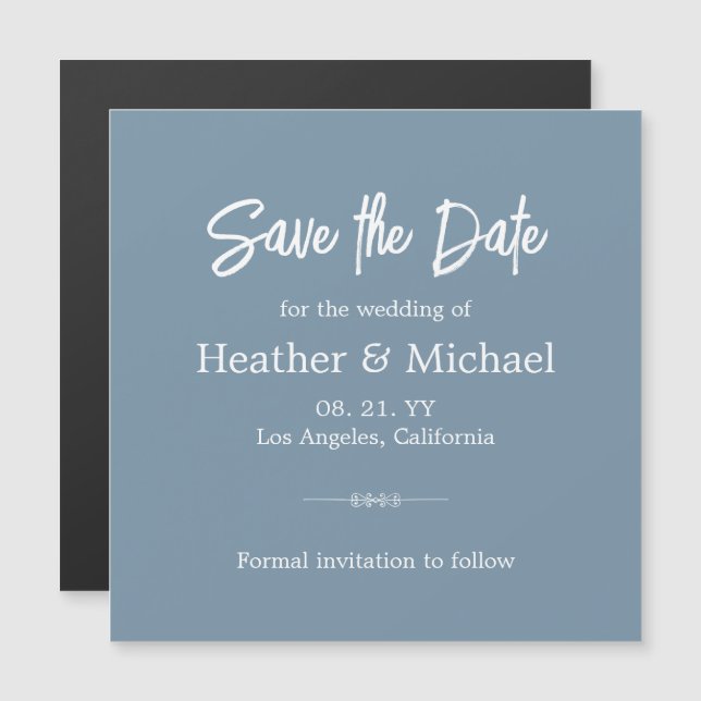 Modern Dusty Blue Save The Date Wedding Magnetic Invitation (Front/Back)