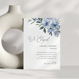 Modern dusty blue script wedding announcement