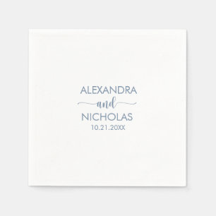 Modern Dusty Blue Script Wedding Napkin