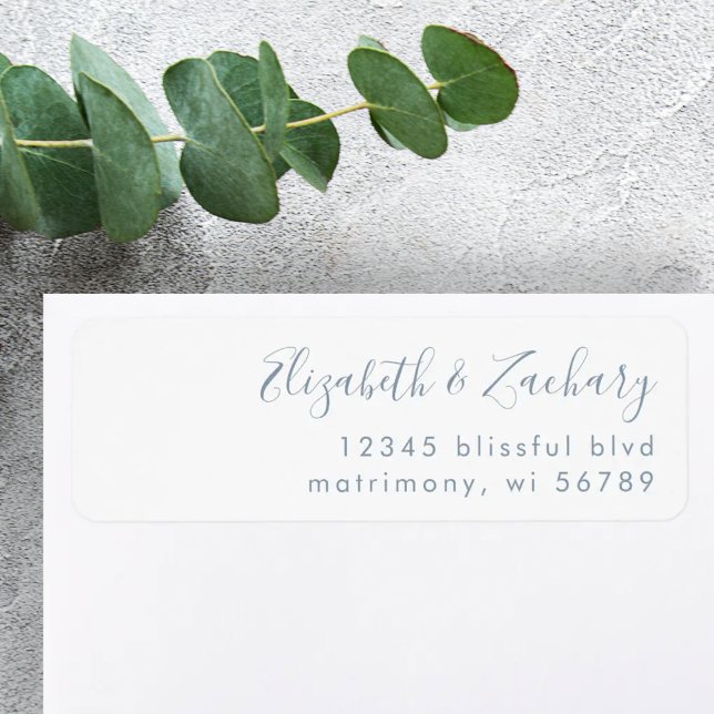 Modern Dusty Blue Script Wedding Return Address (Creator Uploaded)