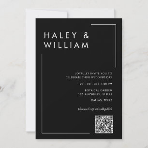 Modern Dusty Blue Simple Minimalist Photo Wedding Invitation