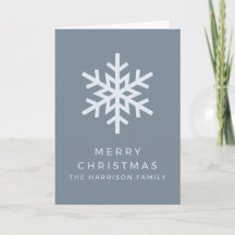 Modern Dusty Blue Snowflake Christmas Photo