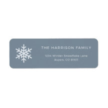 Modern Dusty Blue Snowflake Return Address Label