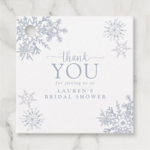 Modern Dusty Blue Snowflake Shower Thank You Favour Tags