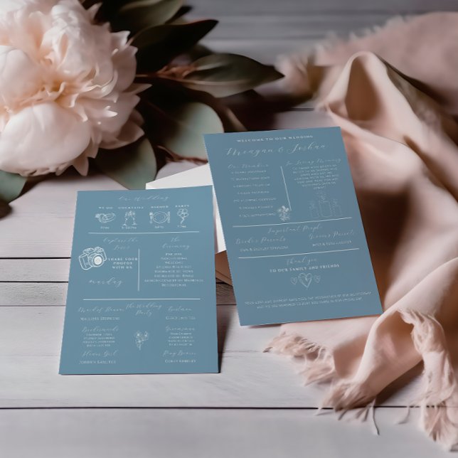 Modern Dusty Blue Spring Wedding Program Programme (Creator Uploaded)