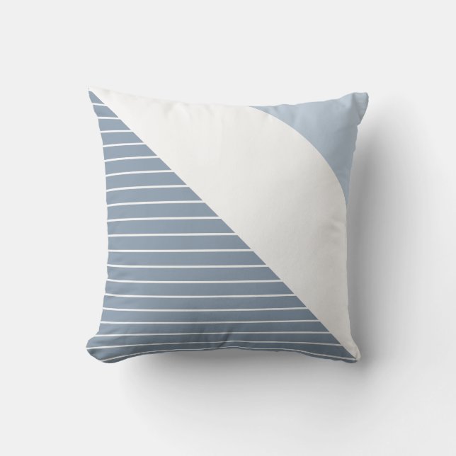 Modern Dusty Blue Stripe Throw Pillow (Front)