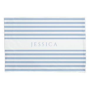 Modern Dusty Blue Striped Pillowcase