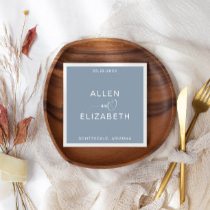 Modern Dusty Blue Stylish Personalised Wedding Napkin