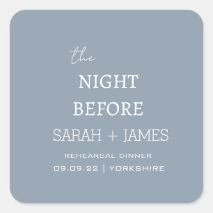 Modern Dusty Blue the Night Before Wedding Square Sticker