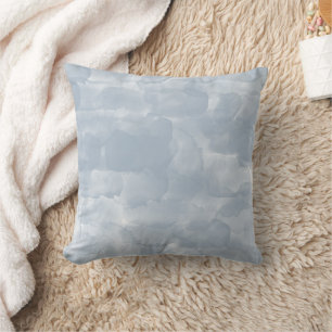 Modern Dusty Blue Watercolor Brush Strokes Cushion