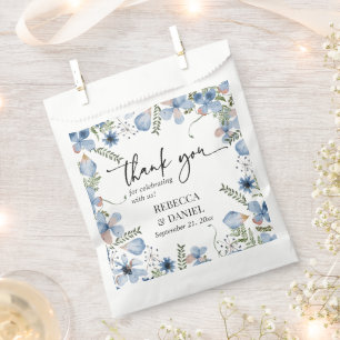 Modern Dusty Blue Watercolor Floral Favour Bags