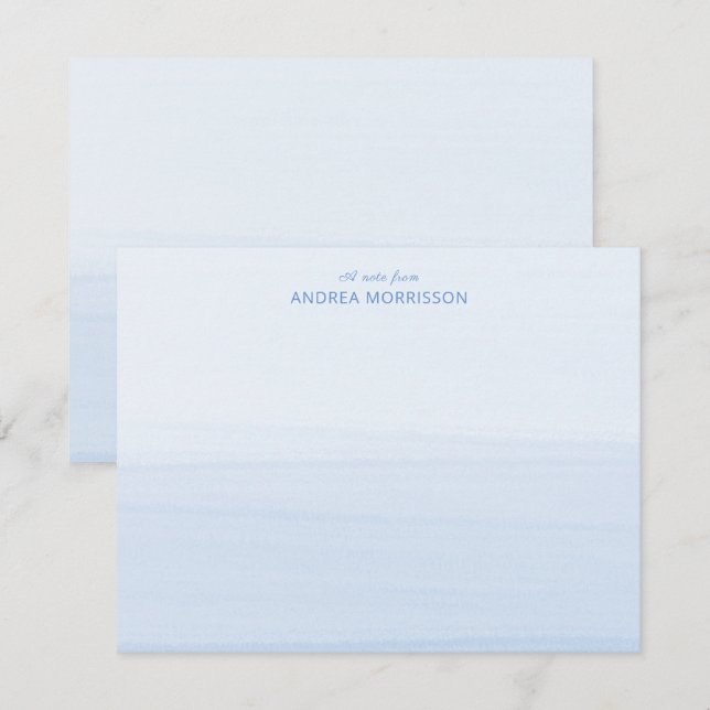 Modern Dusty Blue Watercolor Ombre Note Card (Front/Back)