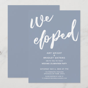 Modern Dusty Blue We Eloped Wedding Reception Invitation