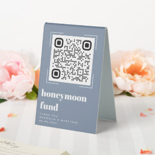 Modern Dusty Blue Wedding Honeymoon Fund QR Code 
